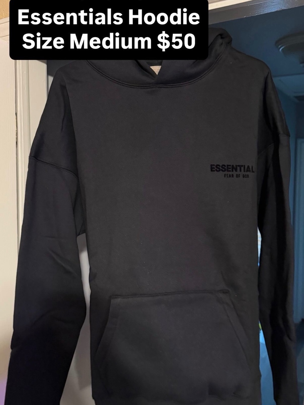 Fear of God Essentials Black Pullover Hoodie